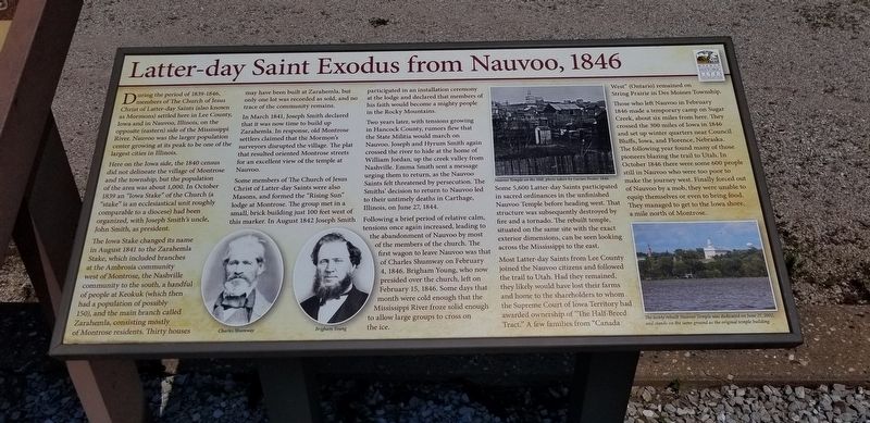 Latter-day Saint Exodus from Nauvoo, 1849 Marker image. Click for full size.