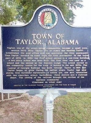 Town of Taylor Alabama Marker image. Click for full size.