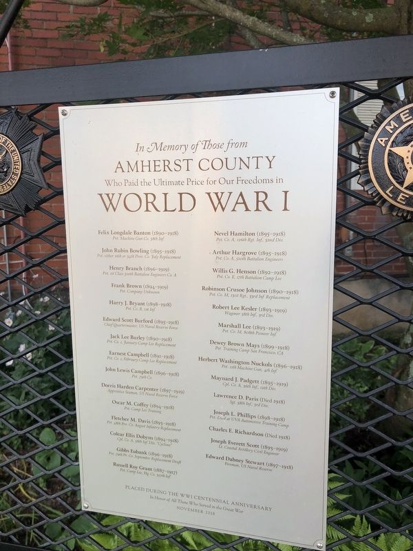 World War I Memorial. Click for full size. World War I Memorial image. Click for full size.