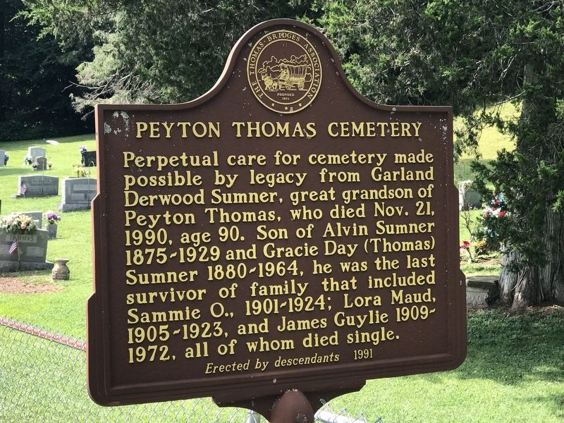 Peyton Thomas Cemetery Marker (side B) image. Click for full size.