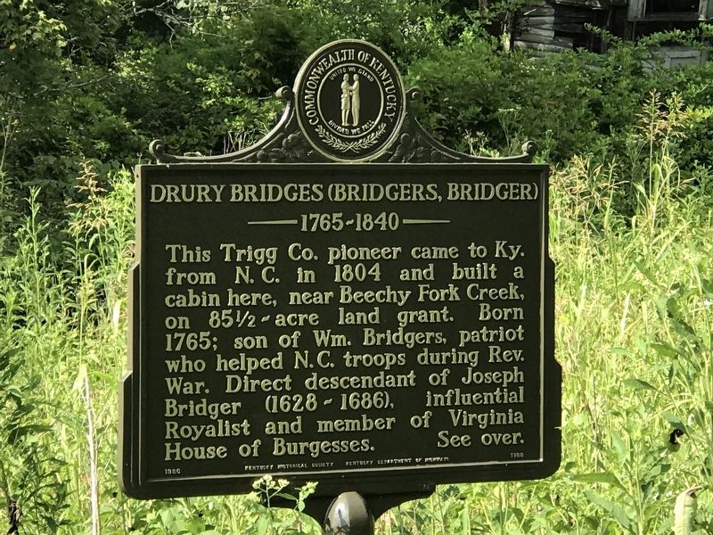 Drury Bridges (Bridgers, Bridger) Marker (side A) image. Click for full size.