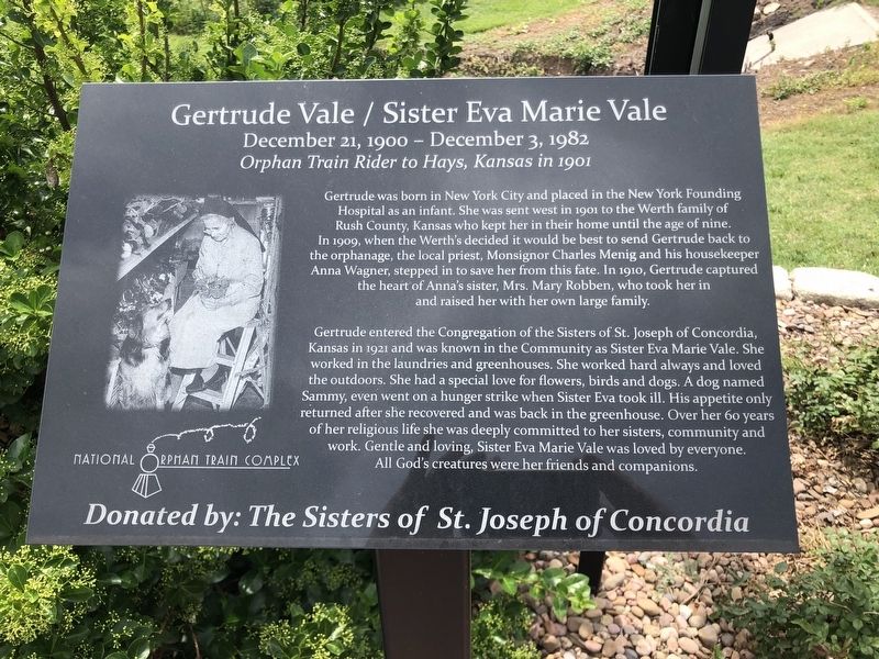 Gertrude Vale / Sister Eva Marie Vale Marker. Click for full size. Gertrude Vale / Sister Eva Marie Vale Marker image. Click for full size.