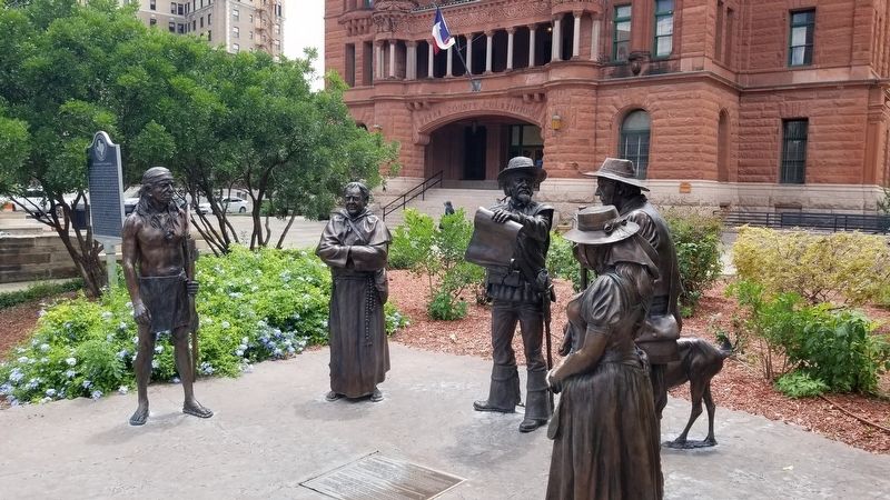 "The Founders" Marker is located on the ground in front of the statues image. Click for full size.