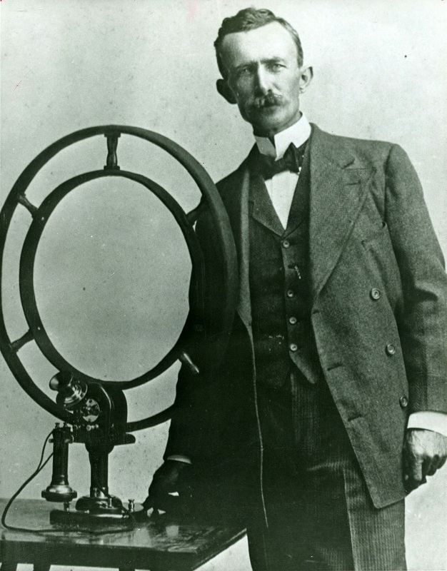 Nathan B. Stubblefield with his later wireless telephone image. Click for full size.