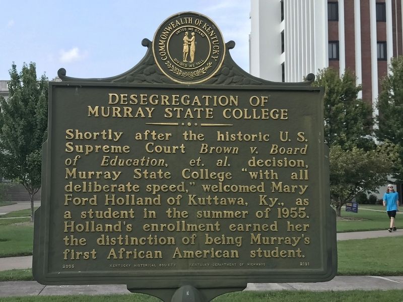 Desegregation of Murray State College Marker (side A) image. Click for full size.