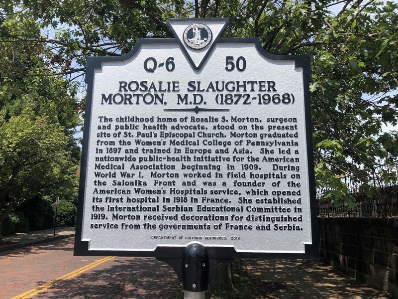 Rosalie Slaughter Morton, M.D. (1872-1968) Marker image. Click for full size.