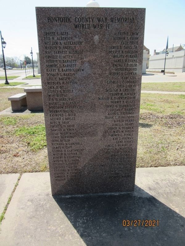 Pontotoc County War Memorial World War II image. Click for full size.