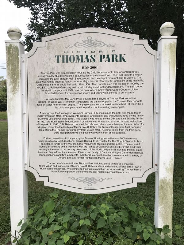 Historic Thomas Park Marker image. Click for full size.