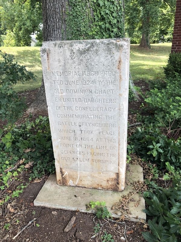 Battle of Lynchburg Memorial Arch Marker. Click for full size. Battle of Lynchburg Memorial Arch Marker image. Click for full size.