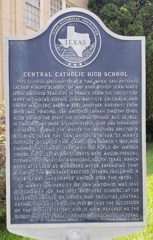 Central Catholic High School Marker. Click for full size. Central Catholic High School Marker image. Click for full size.