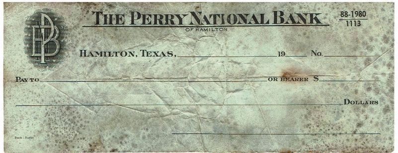 Perry National Bank Blank Check. Click for full size. Perry National Bank Blank Check image. Click for full size.