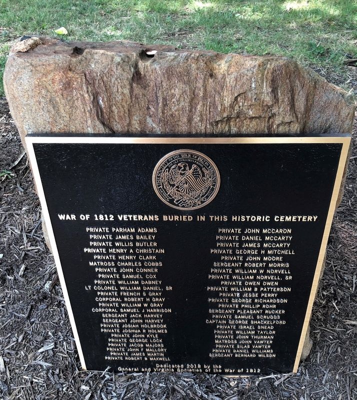 War of 1812 Veterans Marker image. Click for full size.