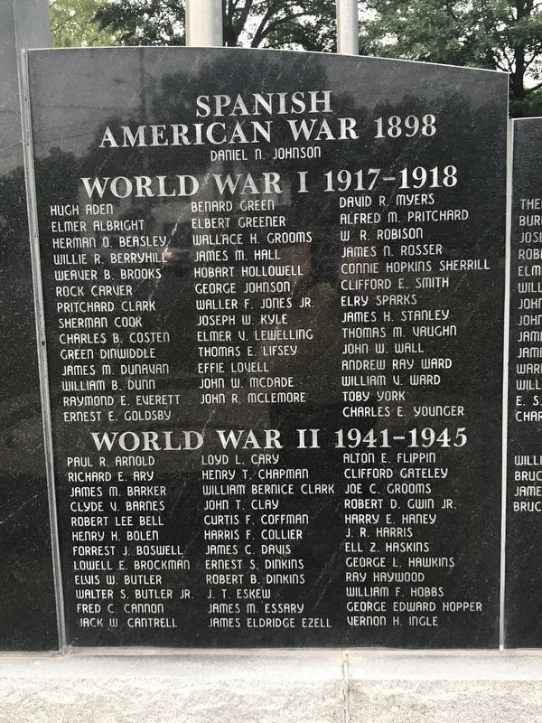Carroll County War Memorial — Spanish American War/World War I/World War II image. Click for full size.