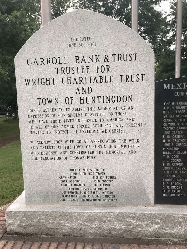Carroll County War Memorial — Left stone image. Click for full size.