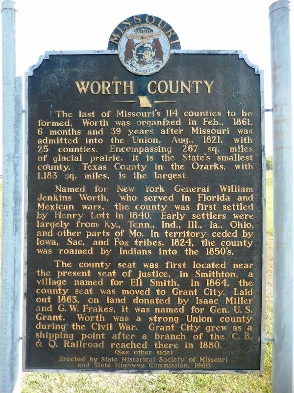 Worth County Marker (<i>side 1</i>) image. Click for full size.