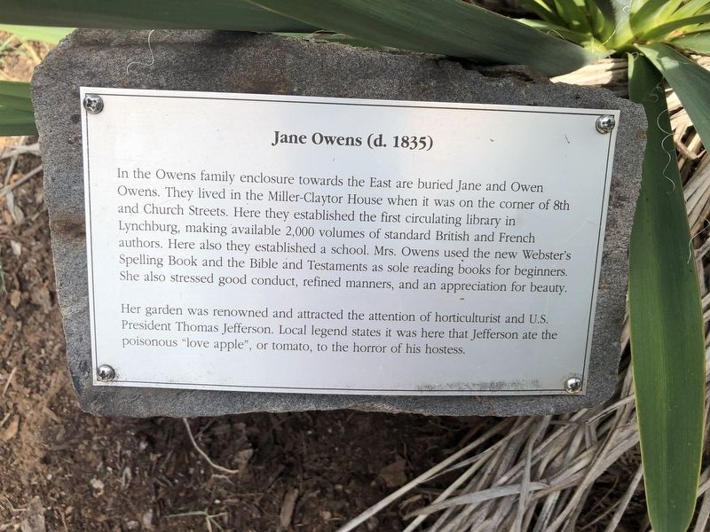 Jane Owens (d. 1835) Marker image. Click for full size.