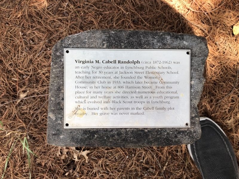 Virginia M. Cabell Randolph Marker. Click for full size. Virginia M. Cabell Randolph Marker image. Click for full size.