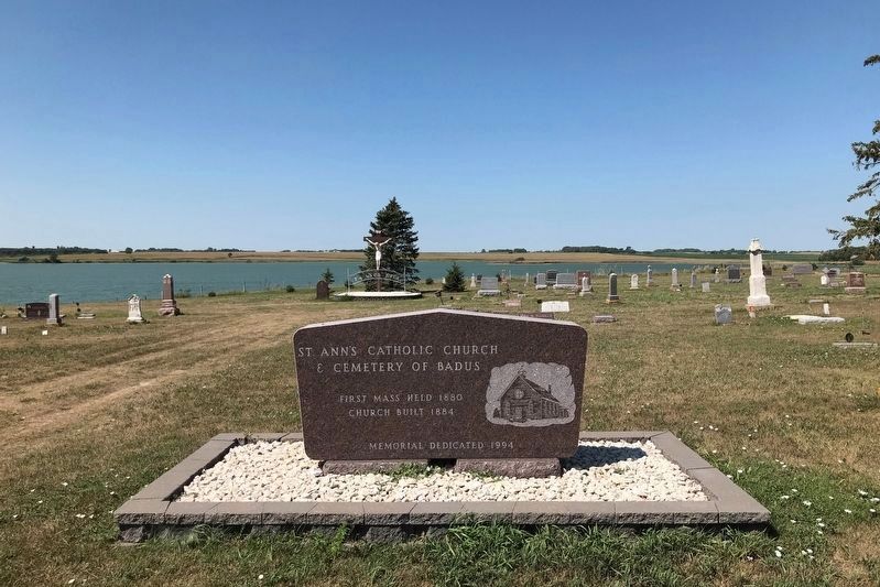 St. Ann's Catholic Church & Cemetery of Badus Memorial, with Lake Badus in the background image. Click for full size.