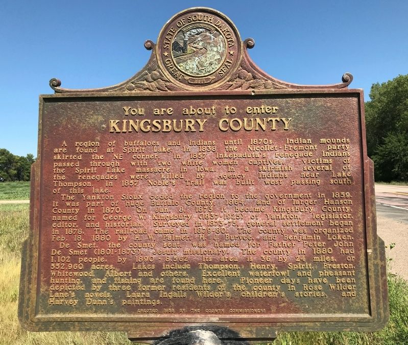 Kingsbury County Marker image. Click for full size.