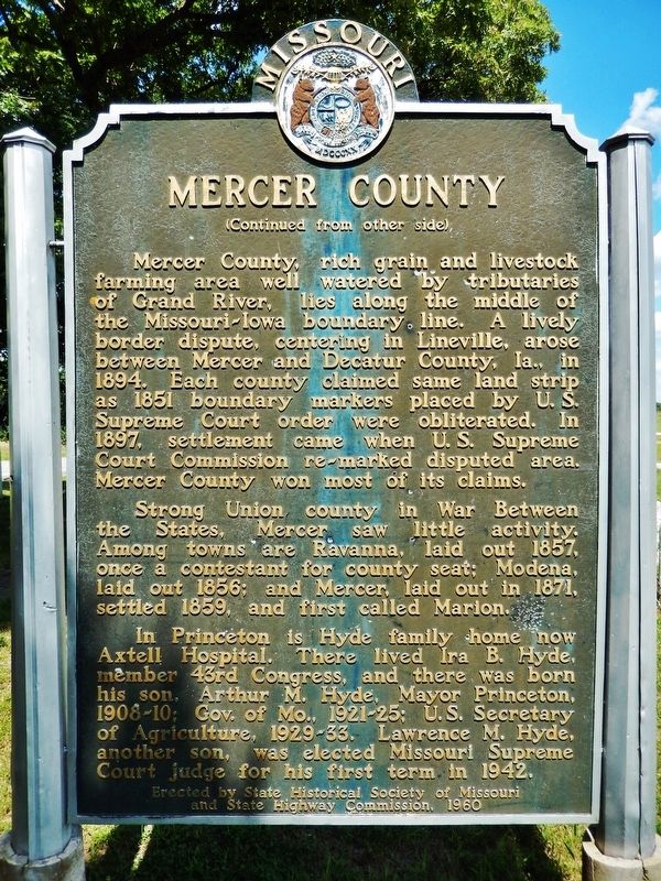 Mercer County Marker (<i>side 2</i>) image. Click for full size.