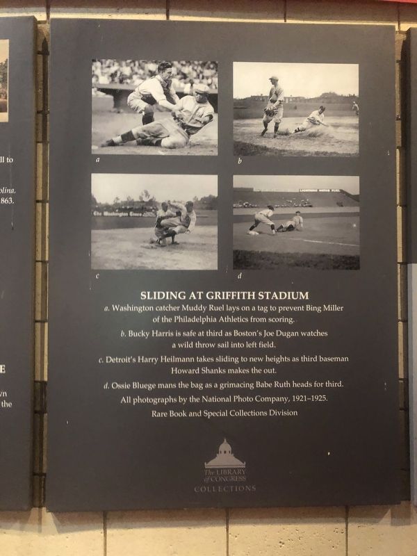 Sliding at Griffith Stadium Marker image. Click for full size.