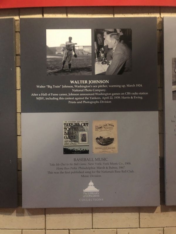 Walter Johnson / Baseball Music Marker image. Click for full size.