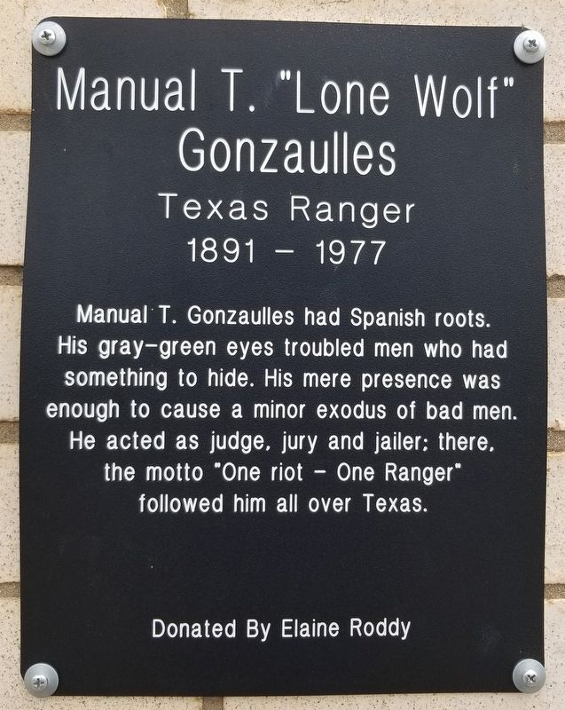 Manual T. "Lone Wolf" Gonzaulles Marker image. Click for full size.
