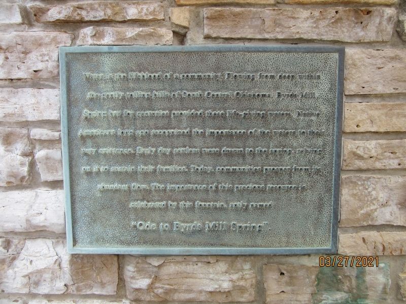 Ode to Byrds Mill Spring Marker. Click for full size. Ode to Byrds Mill Spring Marker image. Click for full size.