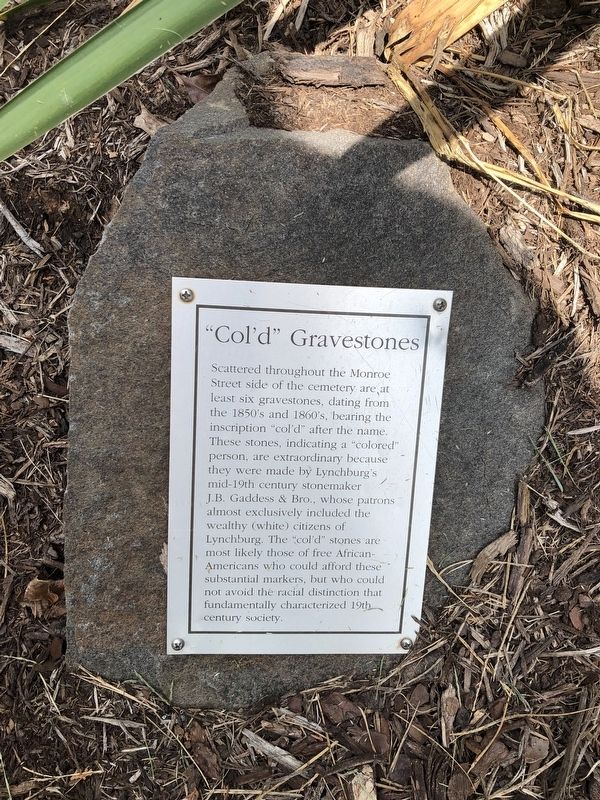 "Col'd" Gravestones Marker. Click for full size. "Col'd" Gravestones Marker image. Click for full size.