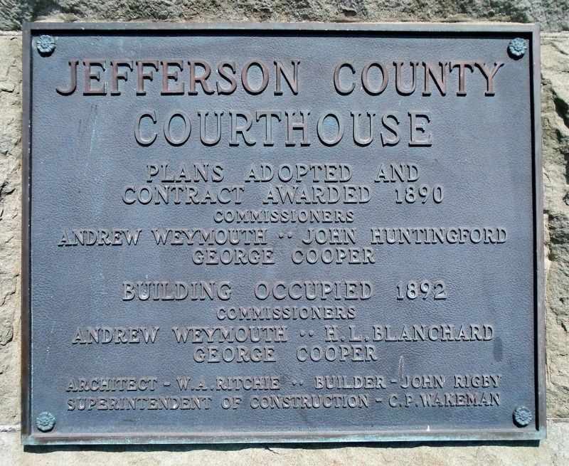 Jefferson County Courthouse Construction Marker. Click for full size. Jefferson County Courthouse Construction Marker image. Click for full size.