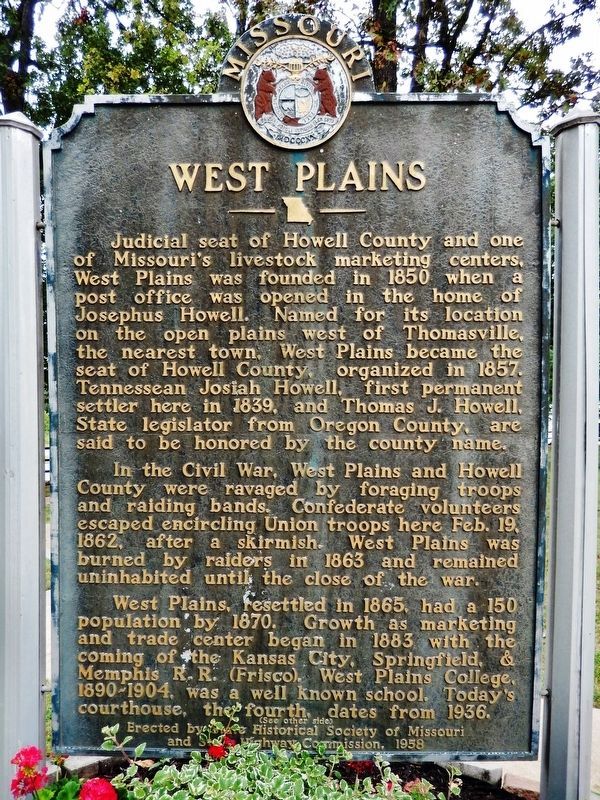 West Plains Marker (<i>side 1</i>) image. Click for full size.