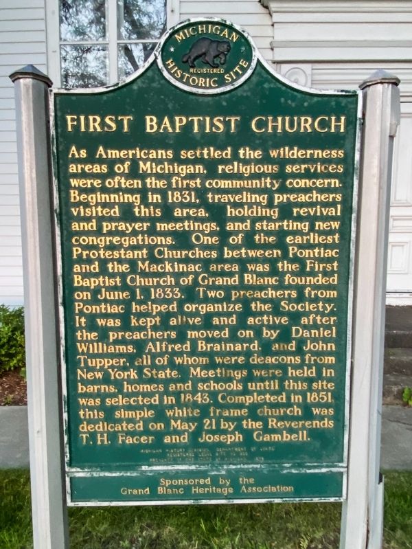 First Baptist Church Marker. Click for full size. First Baptist Church Marker image. Click for full size.