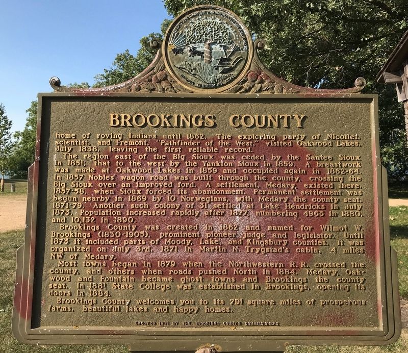 Brookings County Marker. Click for full size. Brookings County Marker image. Click for full size.