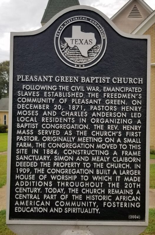 Pleasant Green Baptist Church Marker image. Click for full size.