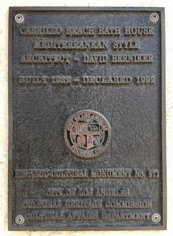 Cabrillo Beach Bath House Marker. Click for full size. Cabrillo Beach Bath House Marker image. Click for full size.
