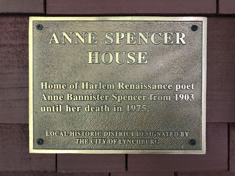 Anne Spencer House Marker. Click for full size. Anne Spencer House Marker image. Click for full size.