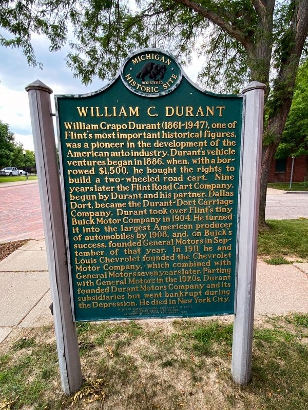 William C. Durant / Durant-Dort Carriage Company Marker image. Click for full size.