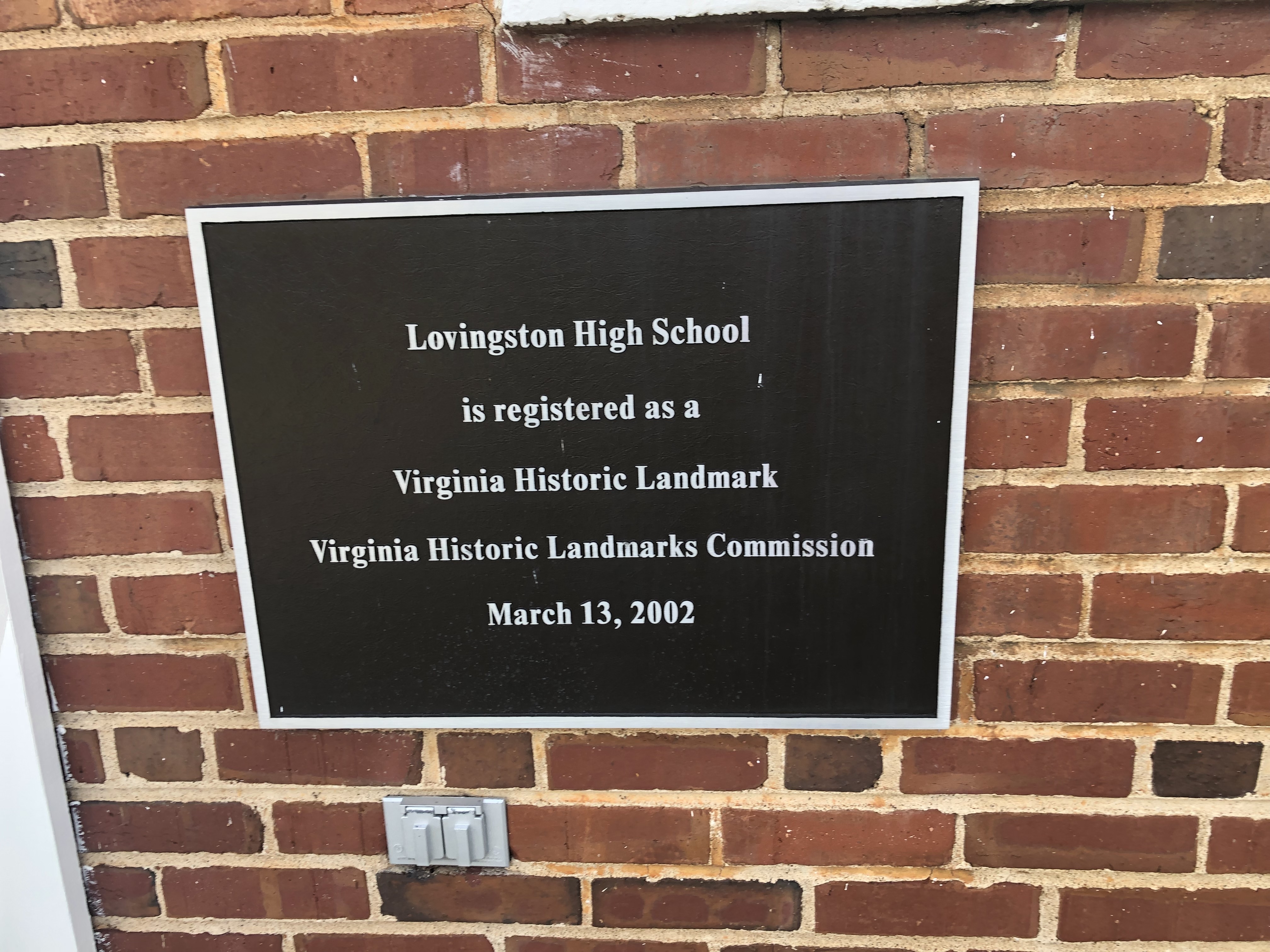 Lovingston High School Marker [Virginia Historic Landmark plaque]