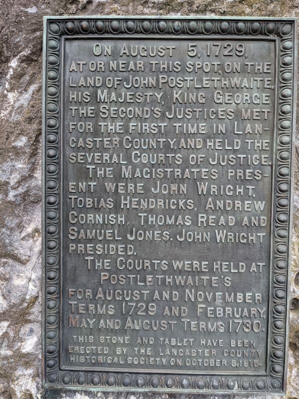 Lancaster County's first courthouse Marker image. Click for full size.