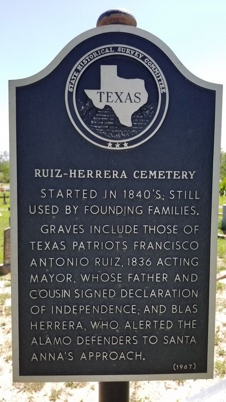 Ruiz-Herrera Cemetery Marker. Click for full size. Ruiz-Herrera Cemetery Marker image. Click for full size.