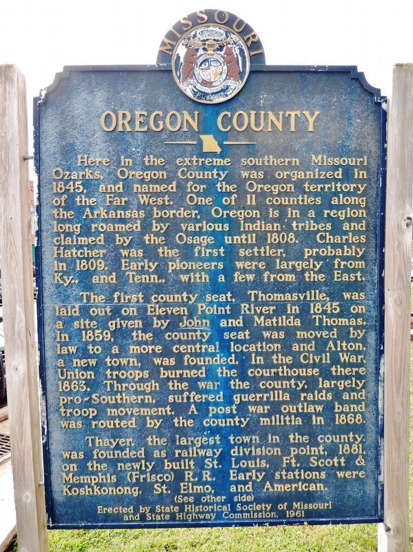 Oregon County Marker (<i>side 1</i>) image. Click for full size.