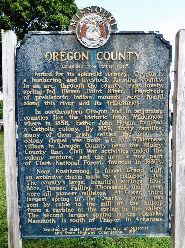 Oregon County Marker (<i>side 2</i>) image. Click for full size.