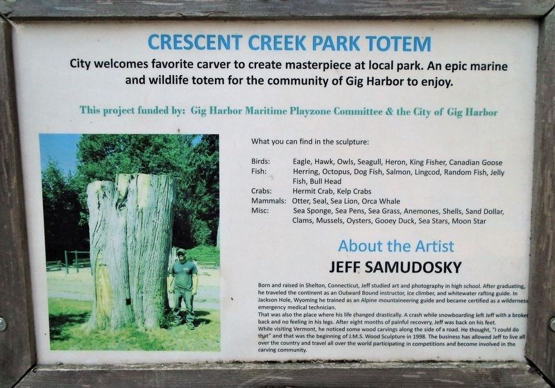 Crescent Creek Park Totem Marker image. Click for full size.