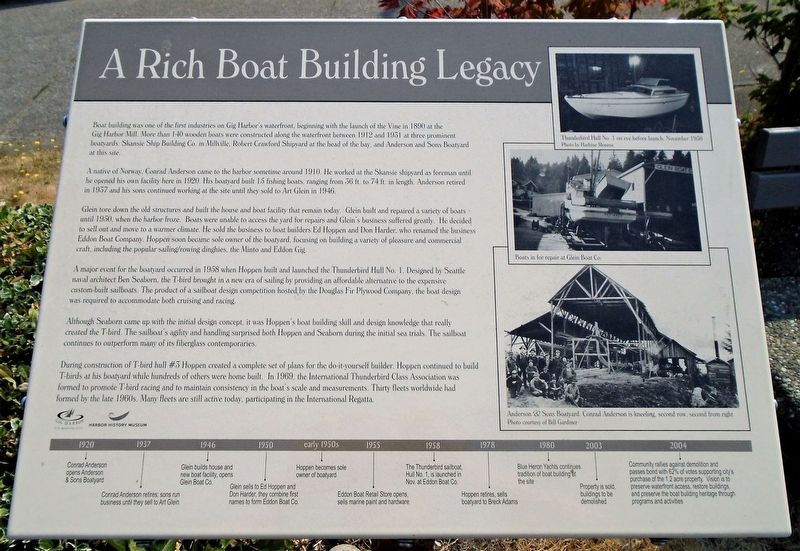 A Rich Boat Building Legacy Marker image. Click for full size.