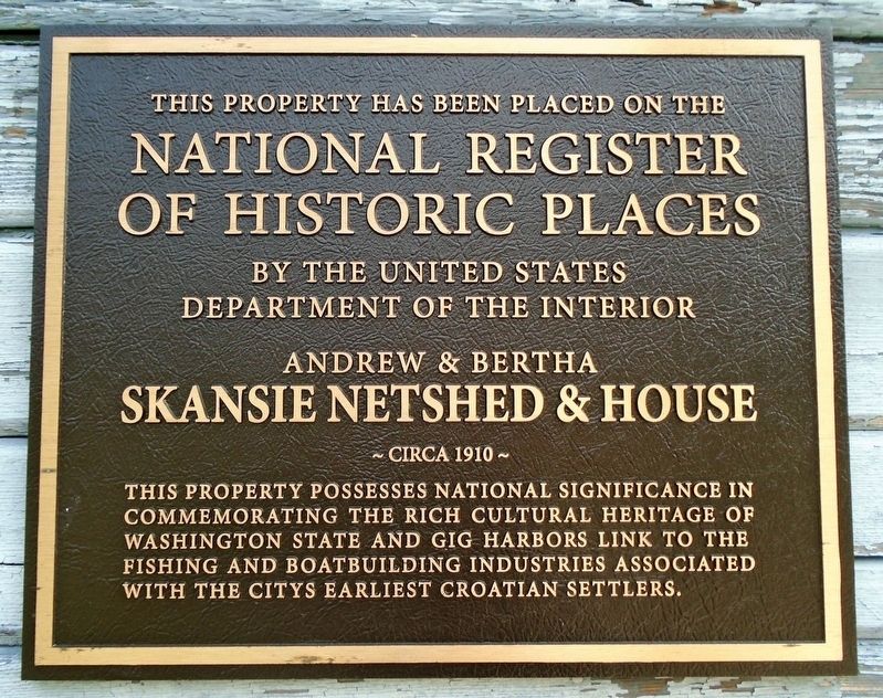 Skansie Netshed & House NRHP Marker image. Click for full size.