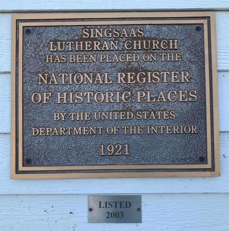 Singsaas Lutheran Church Marker image. Click for full size.