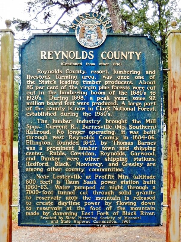 Reynolds County Marker (<i>side 2</i>) image. Click for full size.