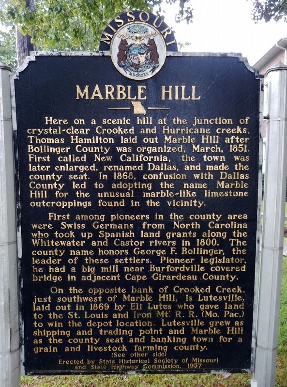 Marble Hill Marker (<i>side 1</i>) image. Click for full size.