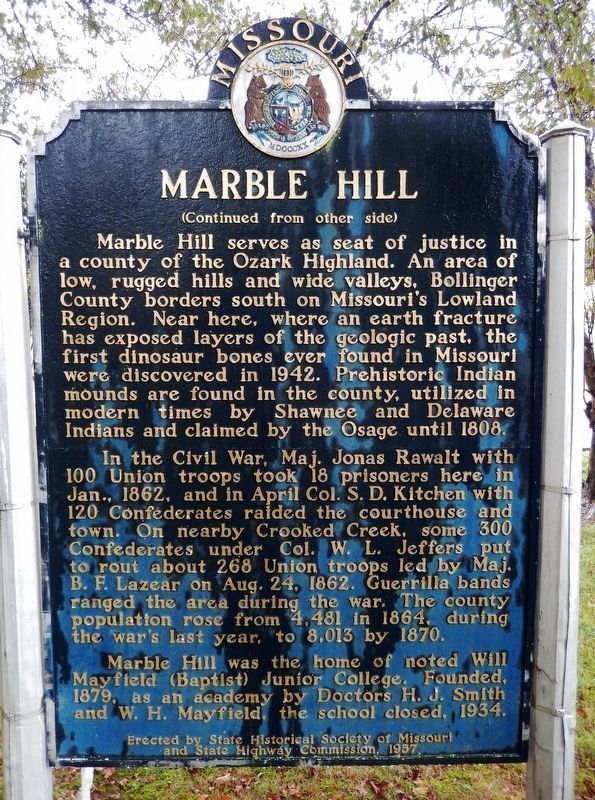 Marble Hill Marker (<i>side 2</i>) image. Click for full size.