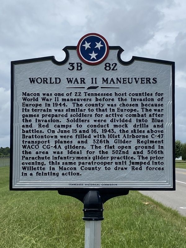 World War II Maneuvers Marker image. Click for full size.